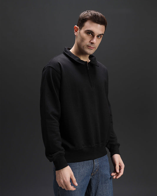 Collar Sweatshirt [BLACK]
