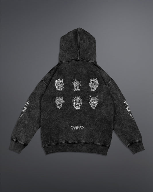 Malignant Prophecy Hoodie [ACID WASHED-BLACK ASH COLORWAY]