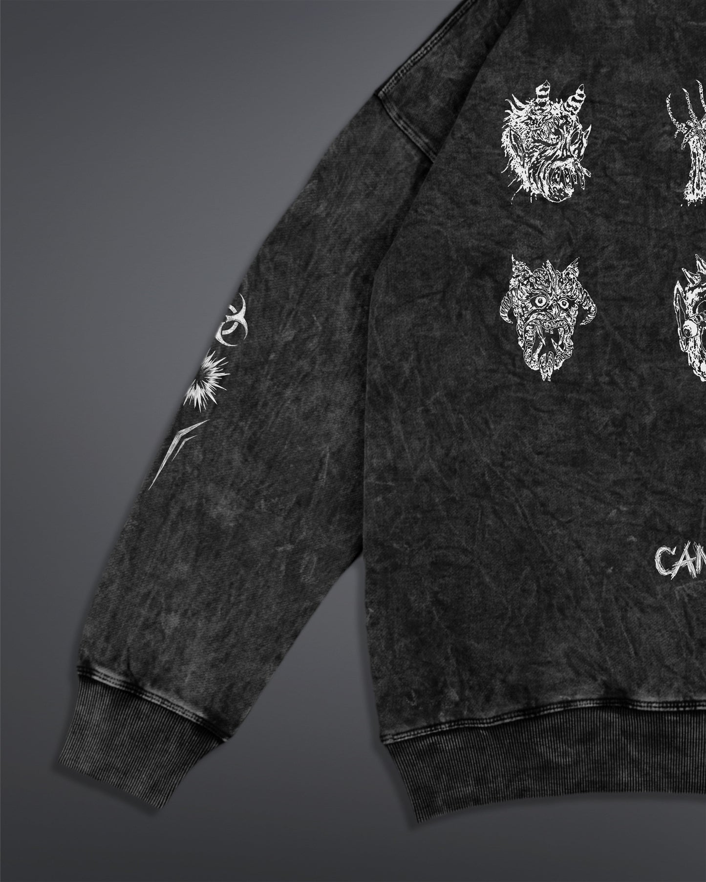 Malignant Prophecy Hoodie [ACID WASHED-BLACK ASH COLORWAY]