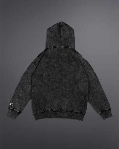 Acid washed hoodie [BLACK-ASH COLORWAY]