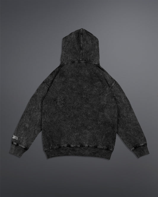 Acid washed hoodie [BLACK-ASH COLORWAY]