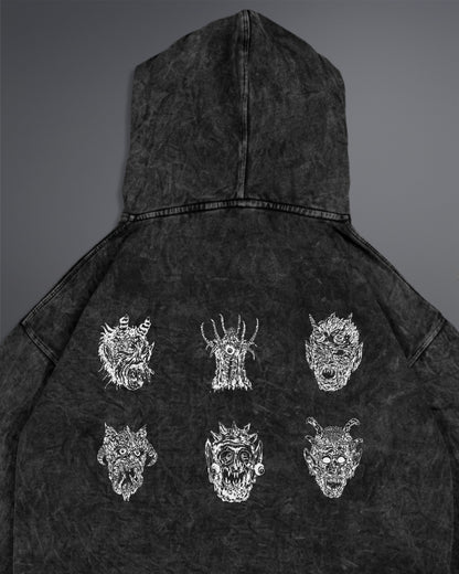 Malignant Prophecy Hoodie [ACID WASHED-BLACK ASH COLORWAY]