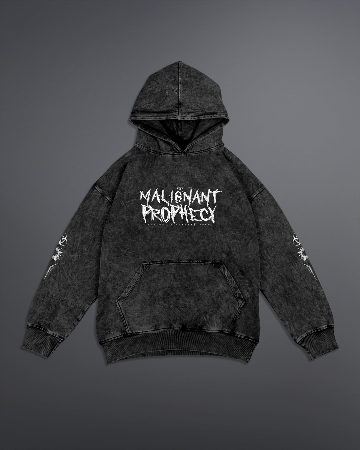 Malignant Prophecy Hoodie [ACID WASHED-BLACK ASH COLORWAY]