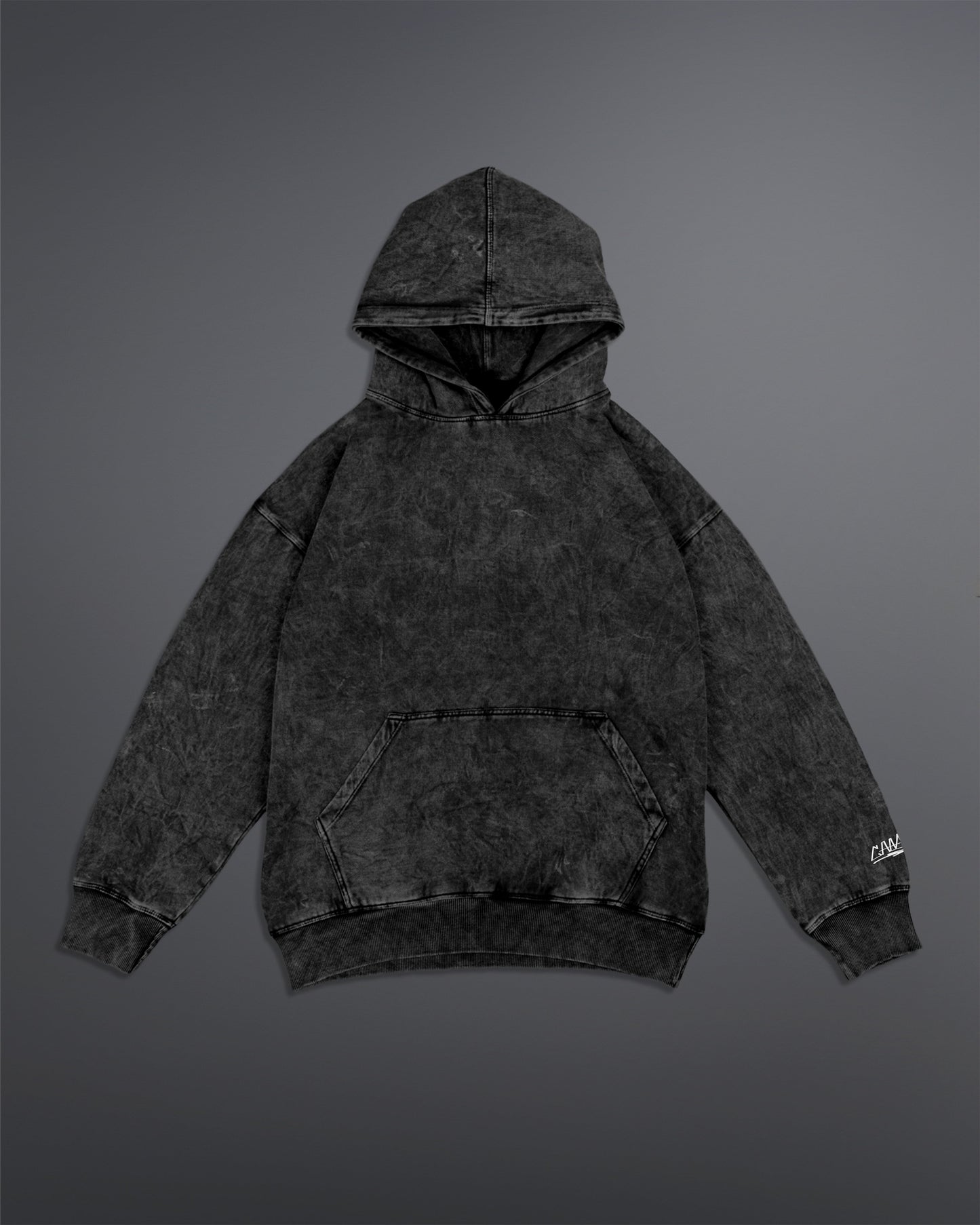 Acid washed hoodie [BLACK-ASH COLORWAY]