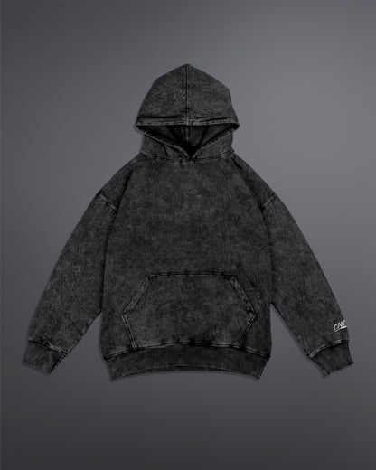 Acid washed hoodie [BLACK-ASH COLORWAY]