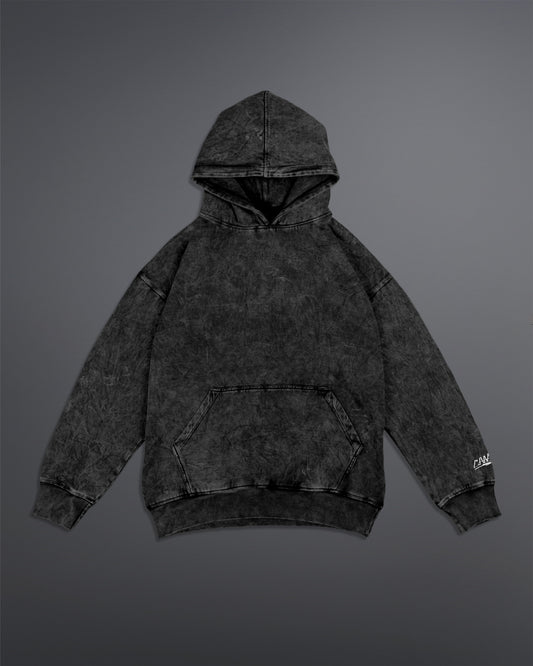 Acid washed hoodie [BLACK-ASH COLORWAY]