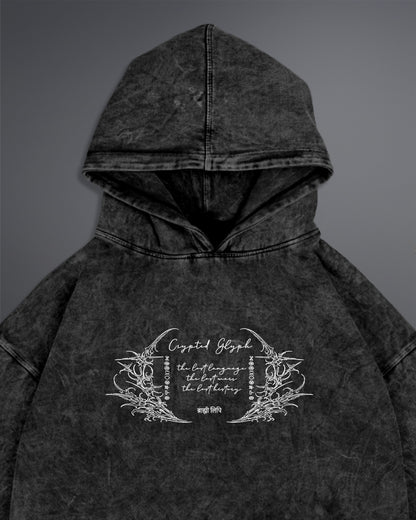 Crypted Glyph Hoodie [ACID WASHED-BLACK ASH COLORWAY]