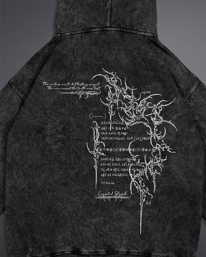 Crypted Glyph Hoodie [ACID WASHED-BLACK ASH COLORWAY]