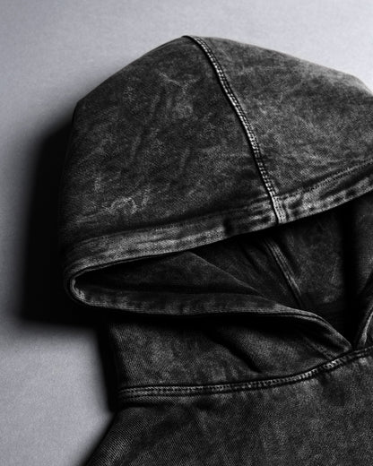 Acid washed hoodie [BLACK-ASH COLORWAY]