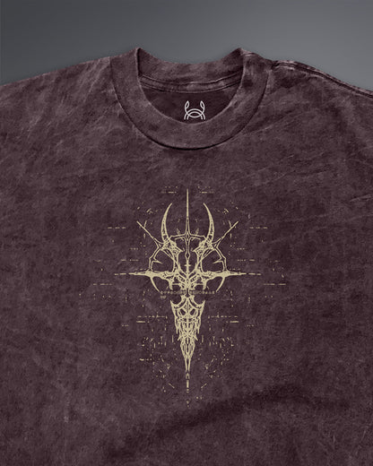 Crypted Glyph Oversized tee [ACID WASHED-BLOODSTONE]