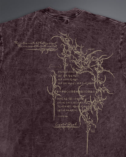 Crypted Glyph Oversized tee [ACID WASHED-BLOODSTONE]