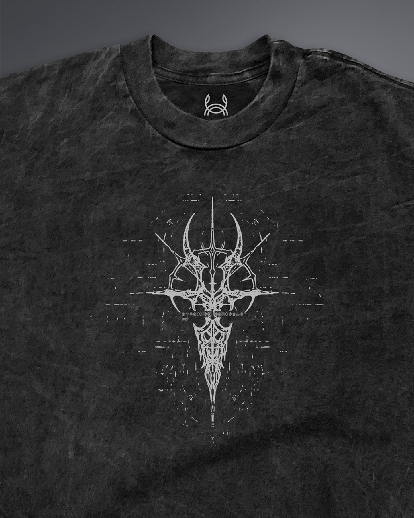 Crypted Glyph Oversized tee [ACID WASHED-BLACK ASH]