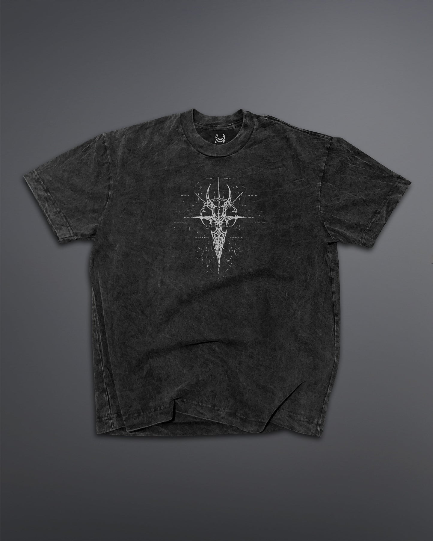 Crypted Glyph Oversized tee [ACID WASHED-BLACK ASH]