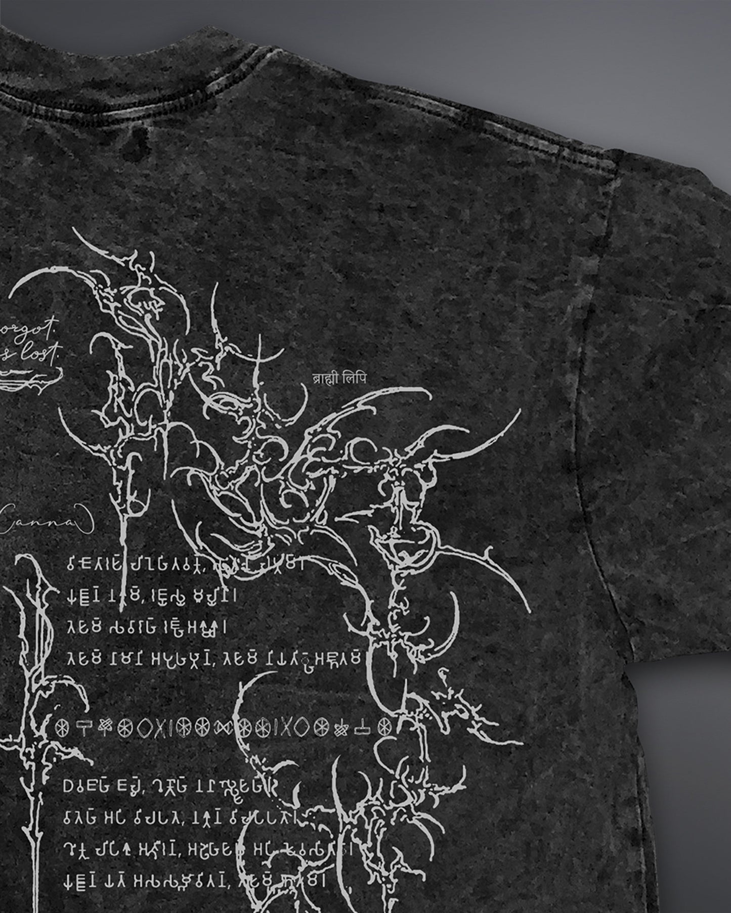Crypted Glyph Oversized tee [ACID WASHED-BLACK ASH]