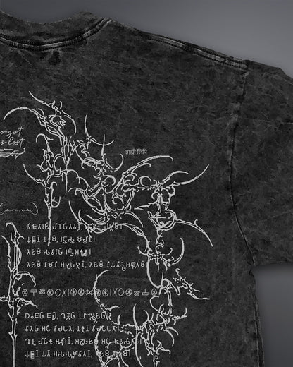 Crypted Glyph Oversized tee [ACID WASHED-BLACK ASH]