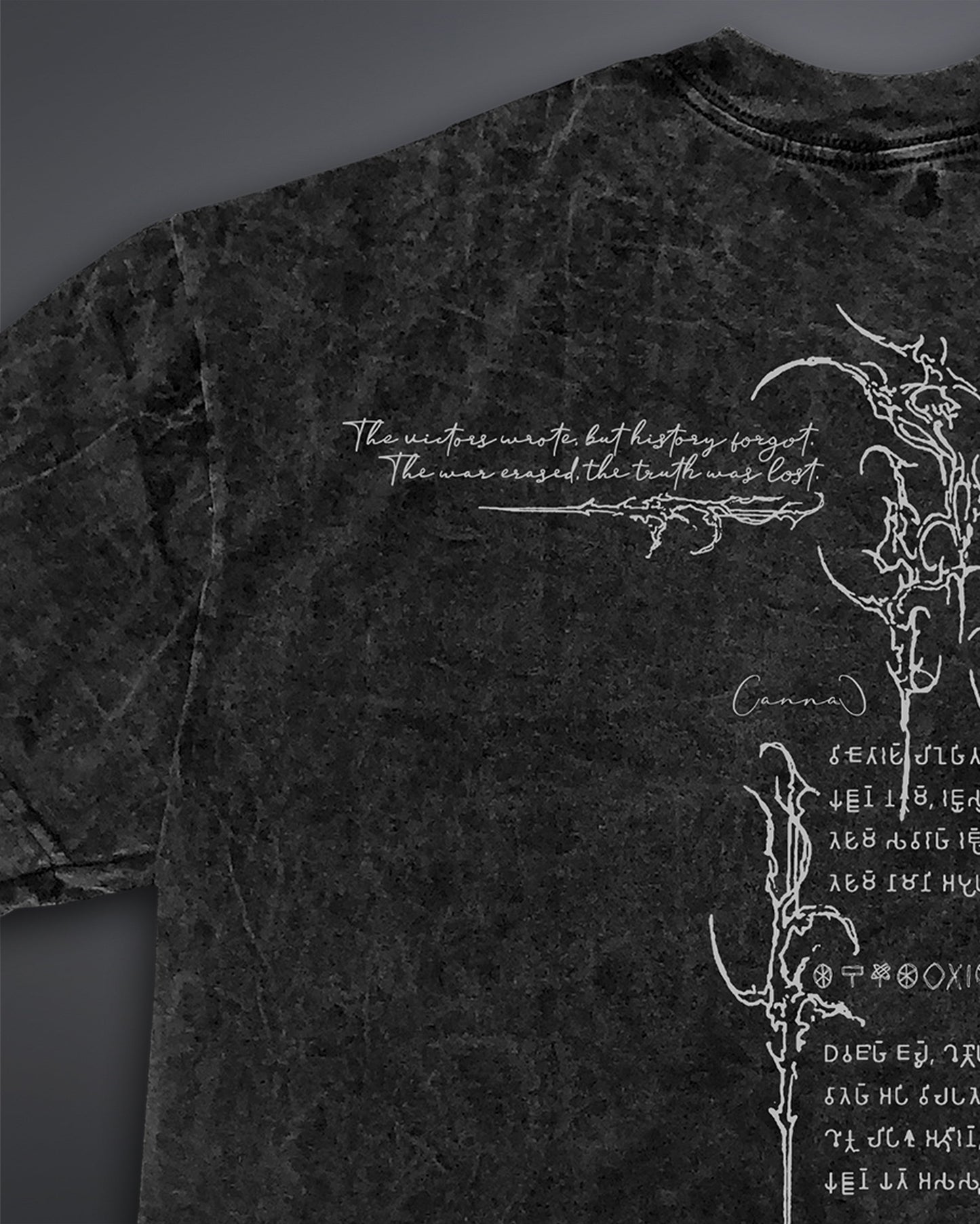 Crypted Glyph Oversized tee [ACID WASHED-BLACK ASH]