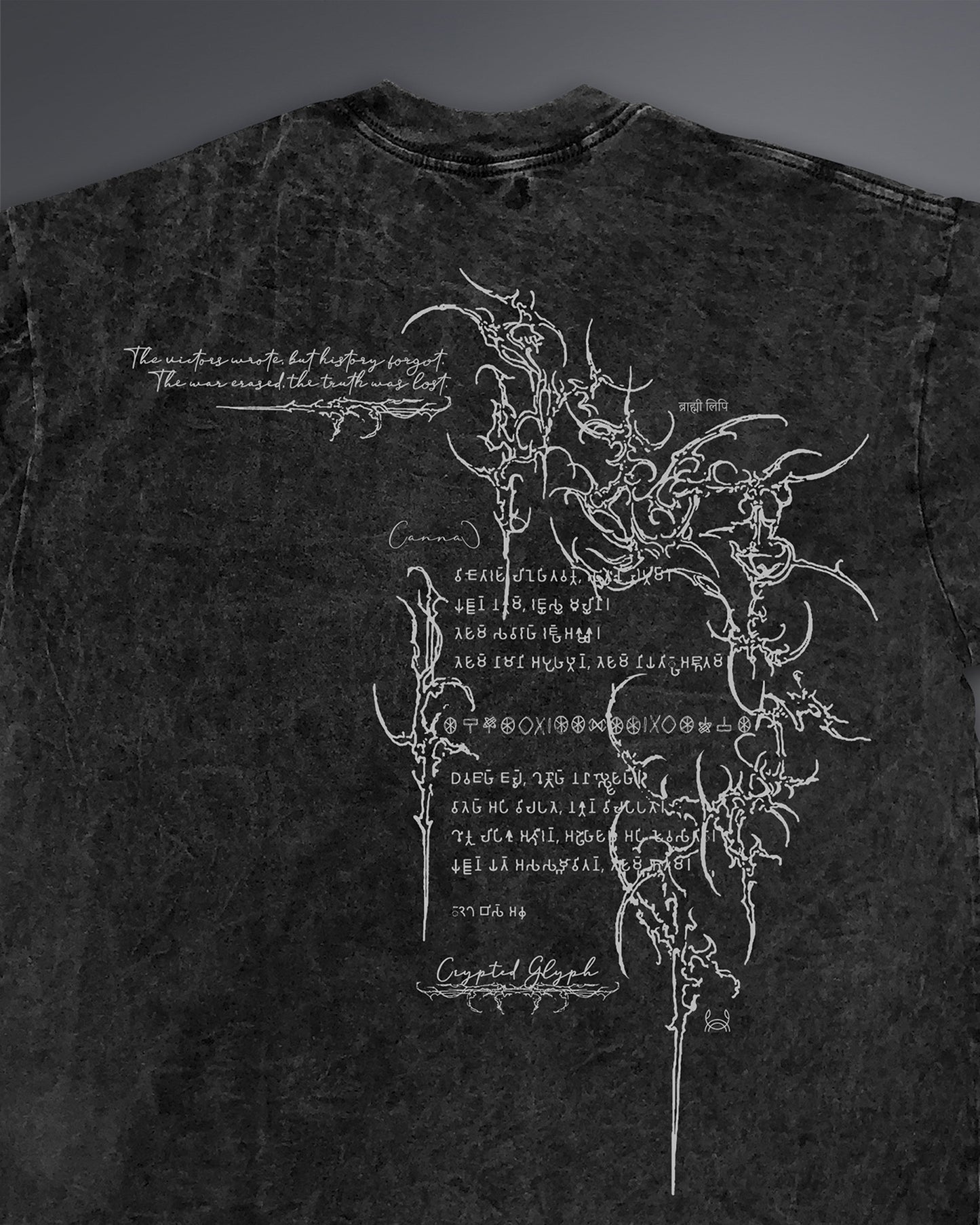Crypted Glyph Oversized tee [ACID WASHED-BLACK ASH]