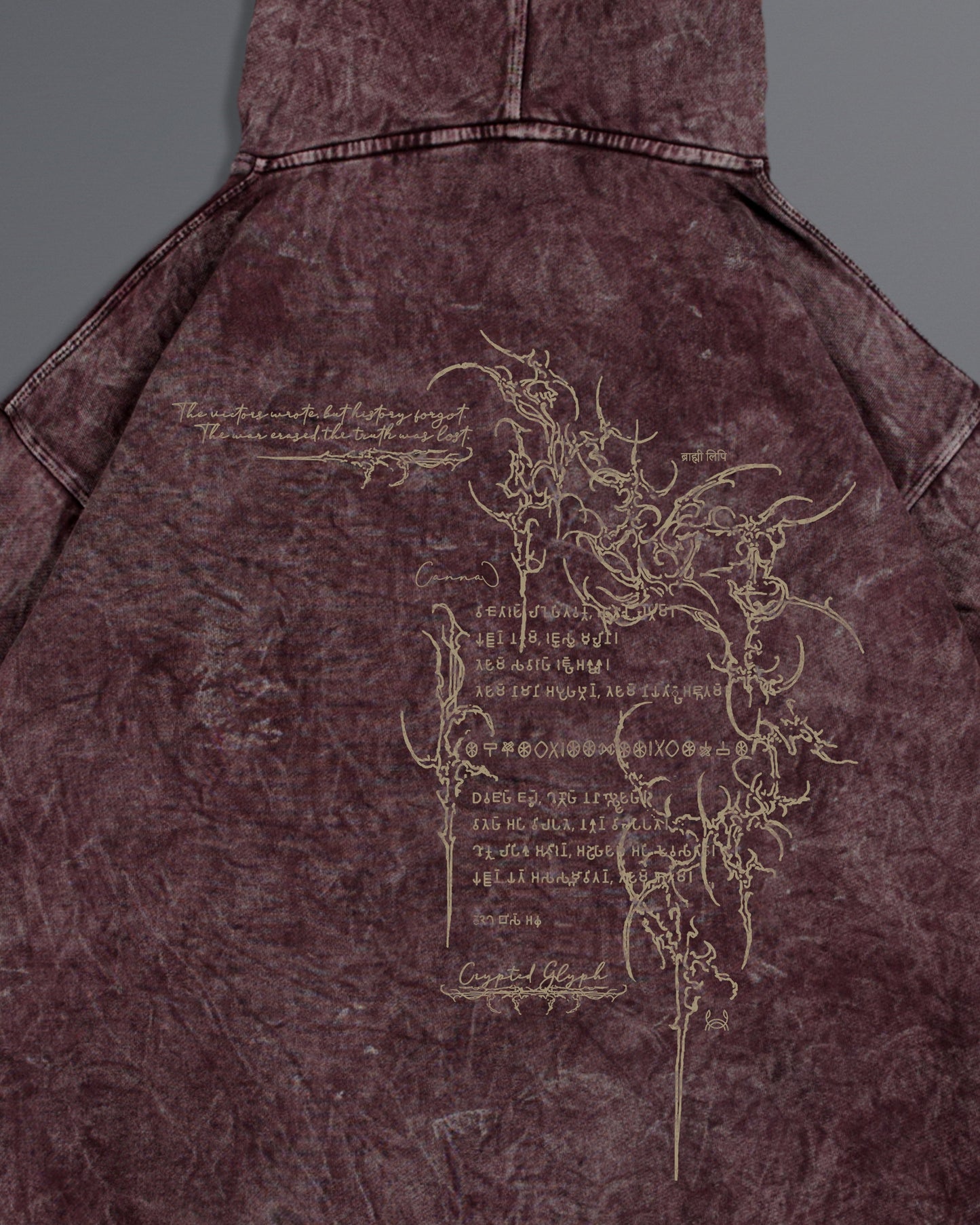 Crypted Glyph Hoodie [ACID WASHED-BLOODSTONE COLORWAY]