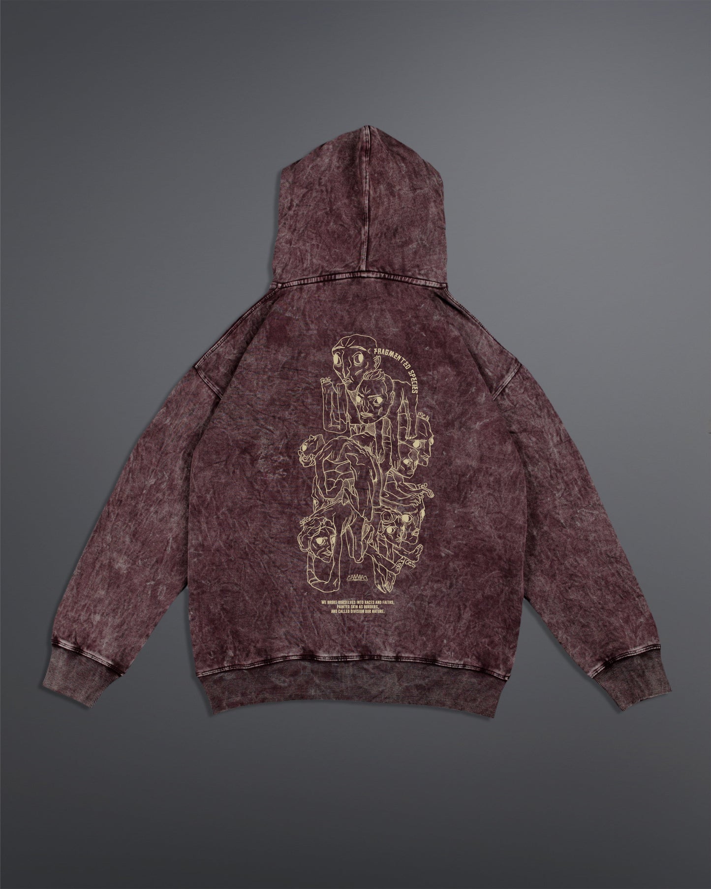 Fragmented Species hoodie  [ACID WASHED-BLOODSTONE COLORWAY]