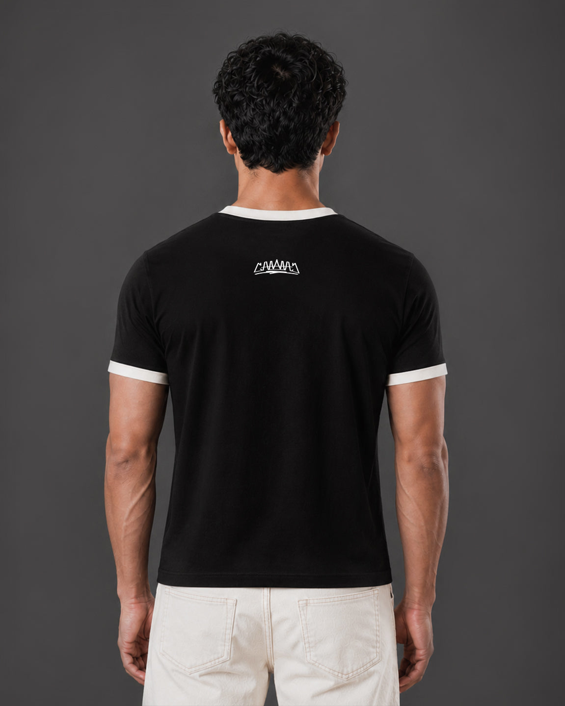 Cropped Ringer tee [BLACK/OFF-WHITE]