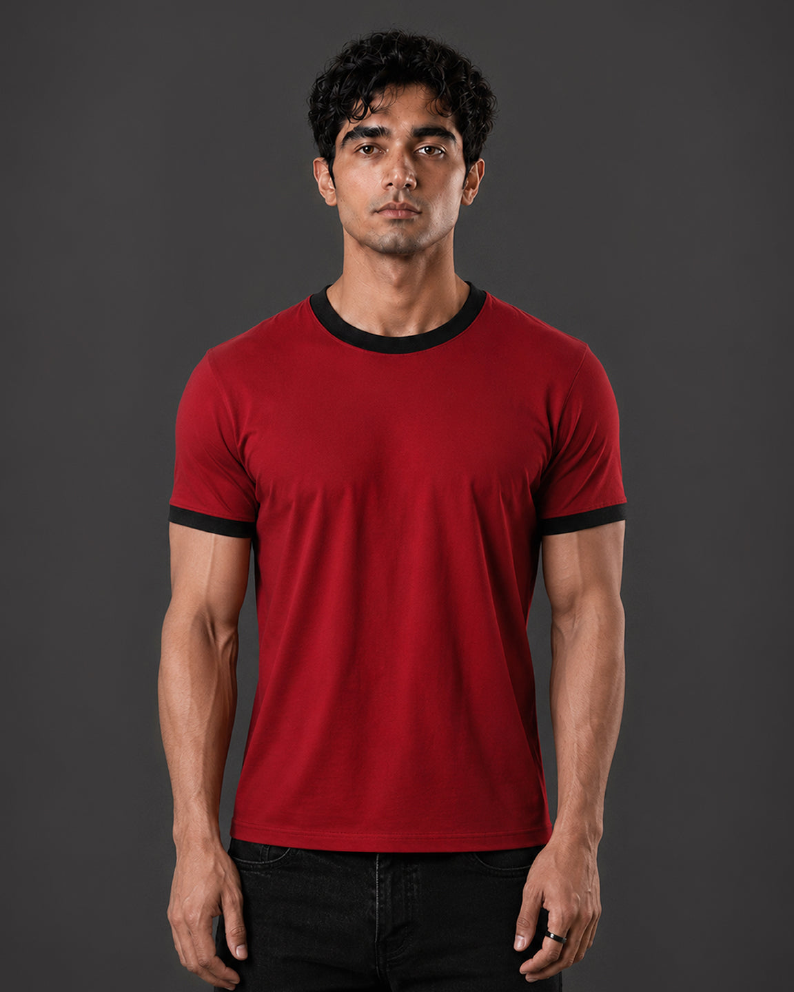 Cropped Ringer tee [RED/BLACK]