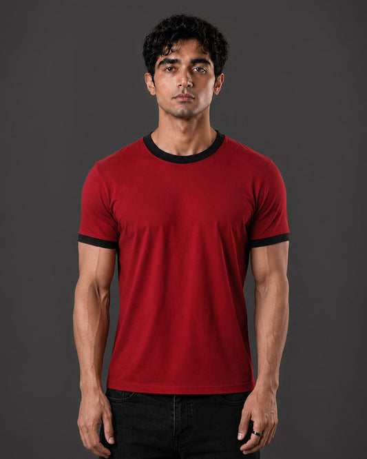 Cropped Ringer tee [RED/BLACK]