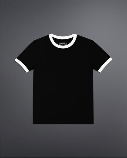 Cropped Ringer tee [BLACK/OFF-WHITE]