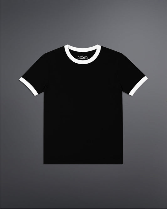 Cropped Ringer tee [BLACK/OFF-WHITE]