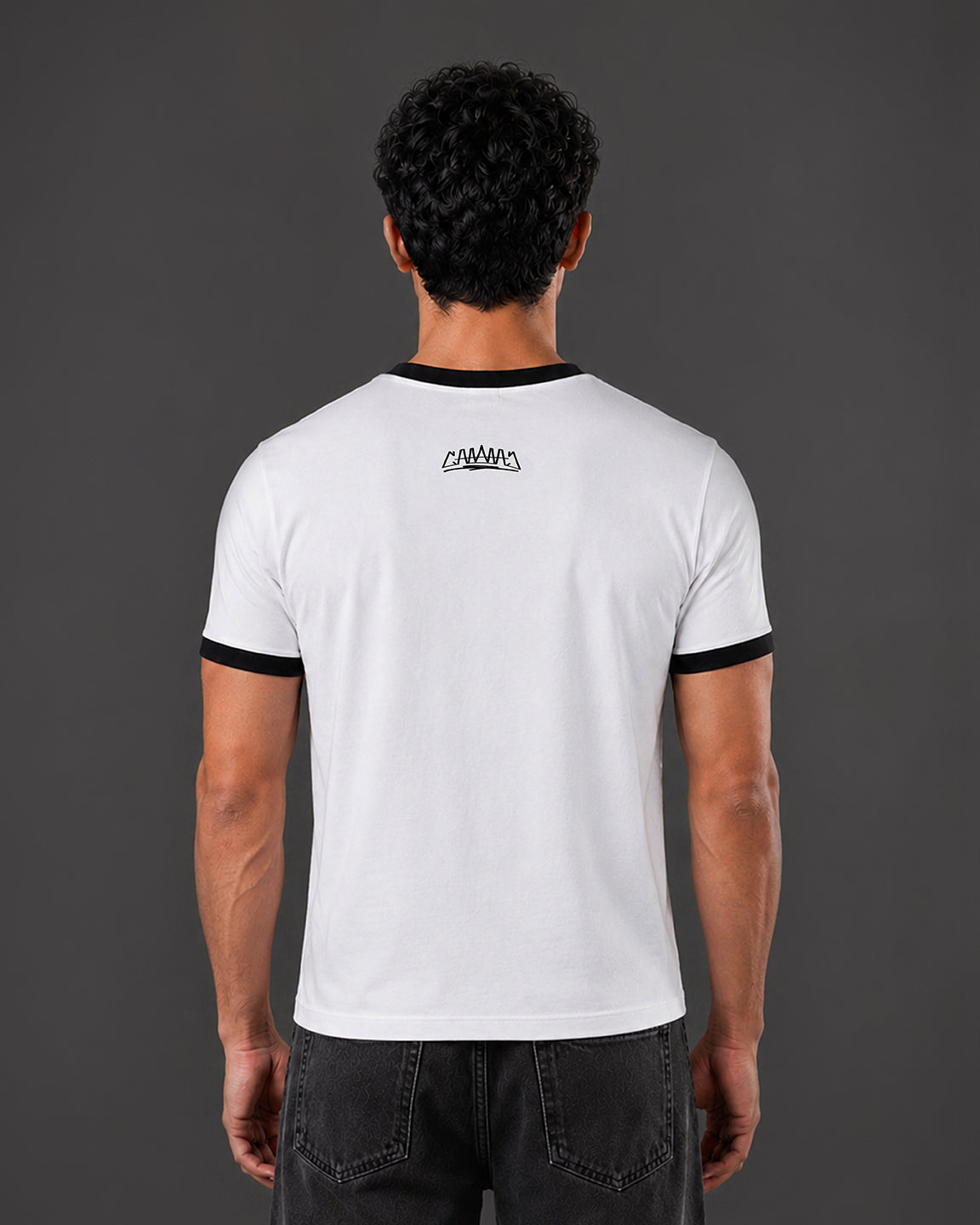 Cropped Ringer tee [WHITE/BLACK]