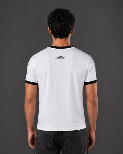 Cropped Ringer tee [WHITE/BLACK]