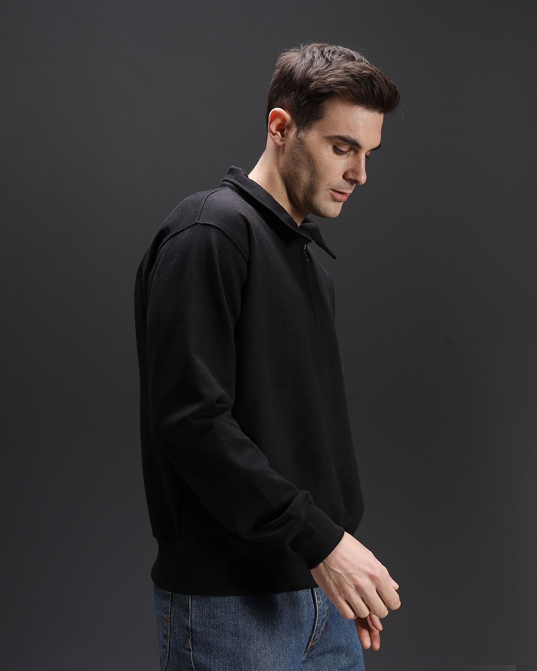 Collar Sweatshirt [BLACK]