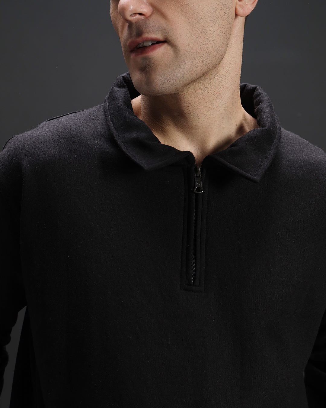 Collar Sweatshirt [BLACK]