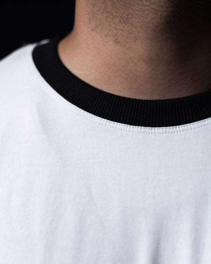 Cropped Ringer tee [WHITE/BLACK]